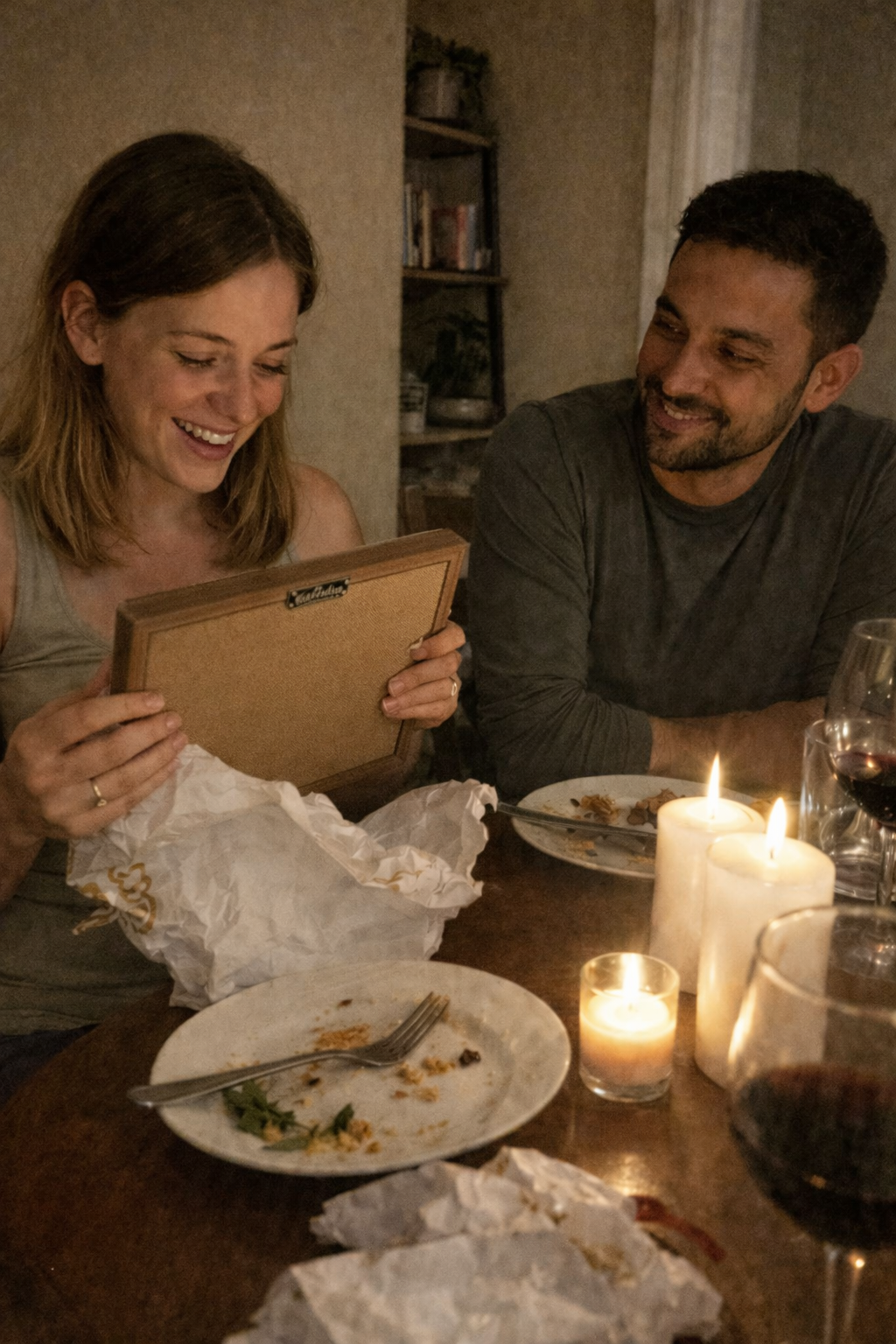 Moment de déballage cadeau