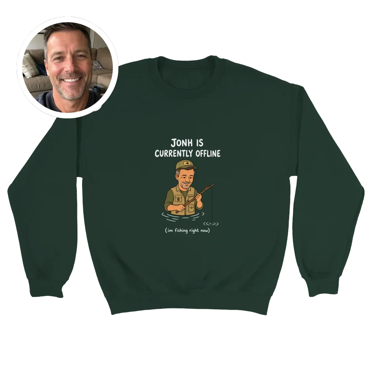 Currently Offline® I'm Fishing Crewneck