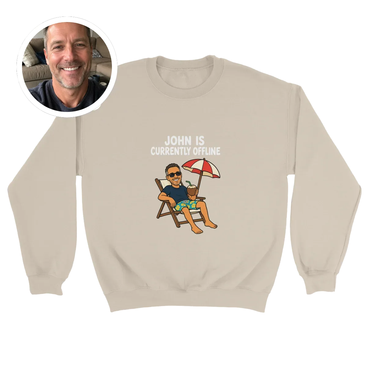 Currently Offline® Beach & Coconut Crewneck